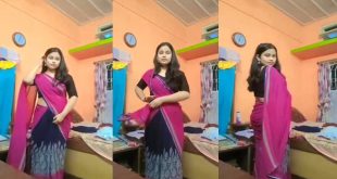 Desi Cute Shy Girl in Saree Showing Boobs by Removing Blouse