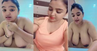Desi Lady Showing big boobs while bathing